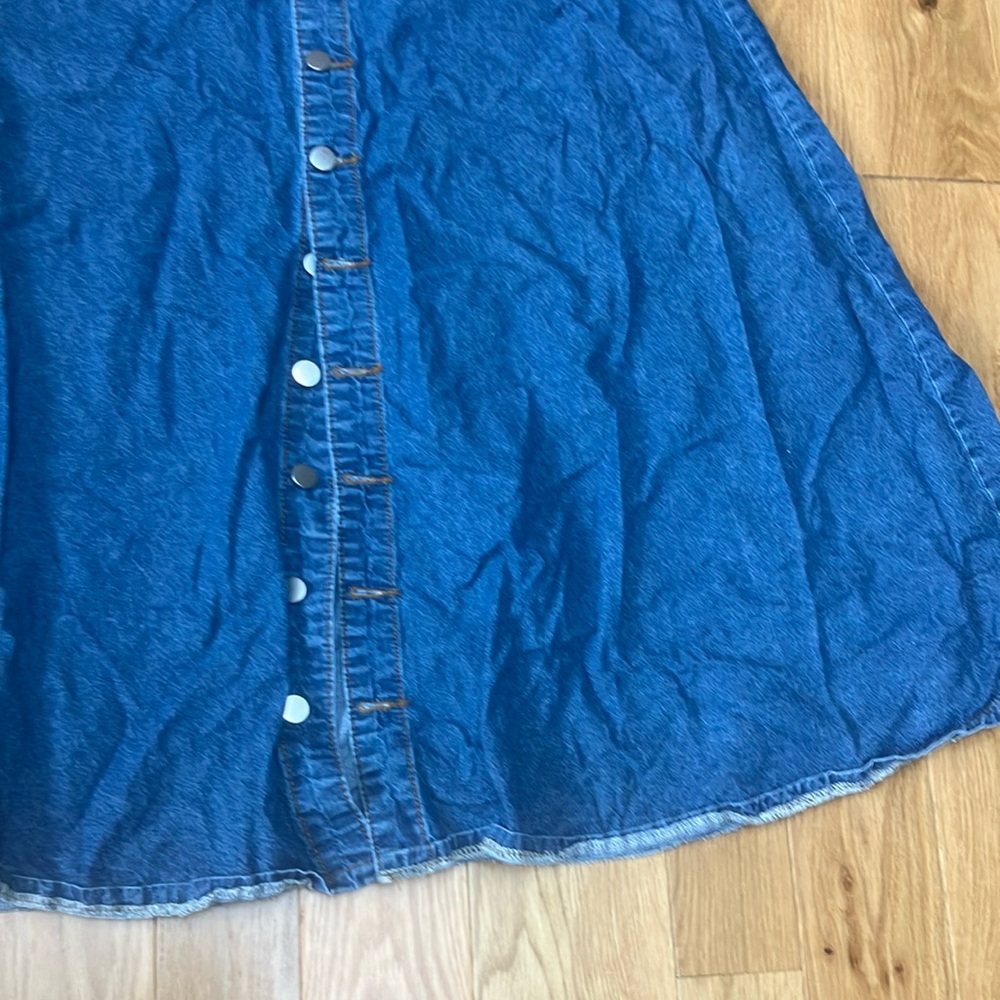 Blue Button-Front Jean Midi skirt with  pockets size XL - Picture 4 of 7
